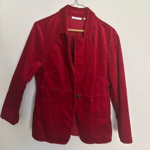 Chico's Deep Red Velvet Single-Button Blazer
